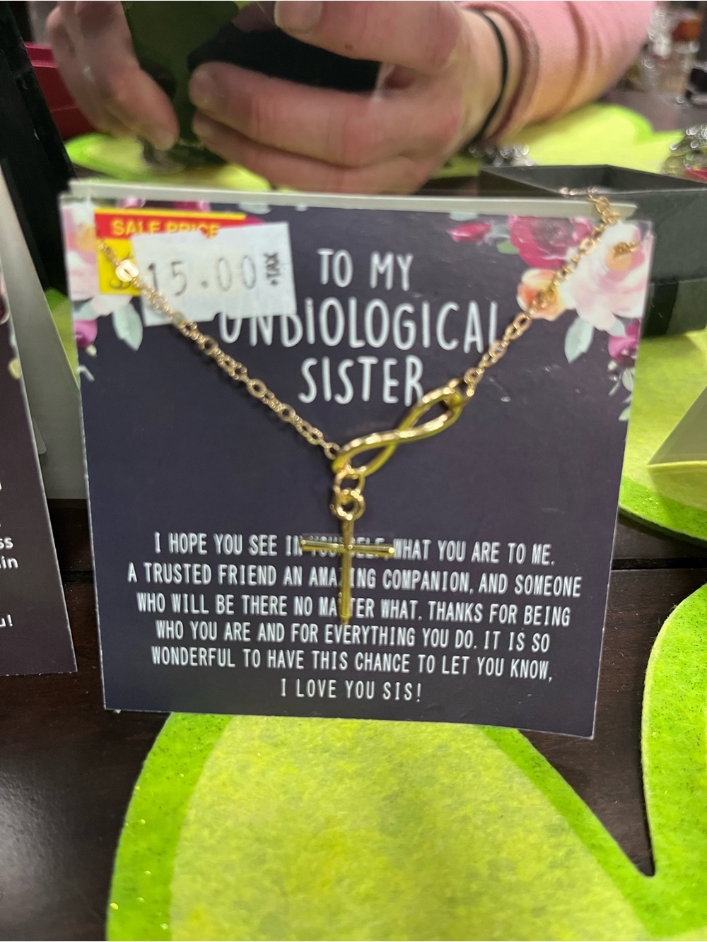 Gold Infinity and Cross Necklace for Sister - Sentimental Gold Pendant
